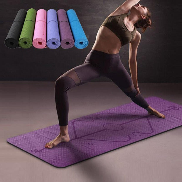 Slip TPE Yoga Mat Position Line Beginner