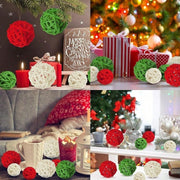 30 Pcs Christmas Rattan Balls Decorations Christmas Wicker Balls Decorative For Christmas Home Decor DIY Vase Bowl Filler Ornament Table Decoration